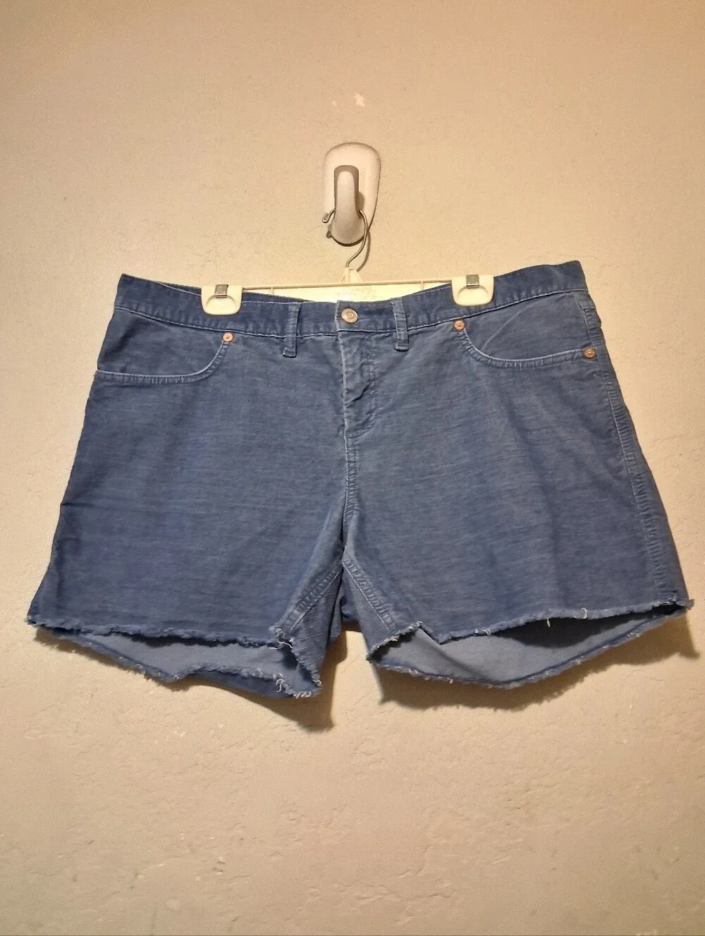 GAp Women Corduroy Short Cutoff Mid Rise Blue Sz16‎ Fray Hem Summer Casual